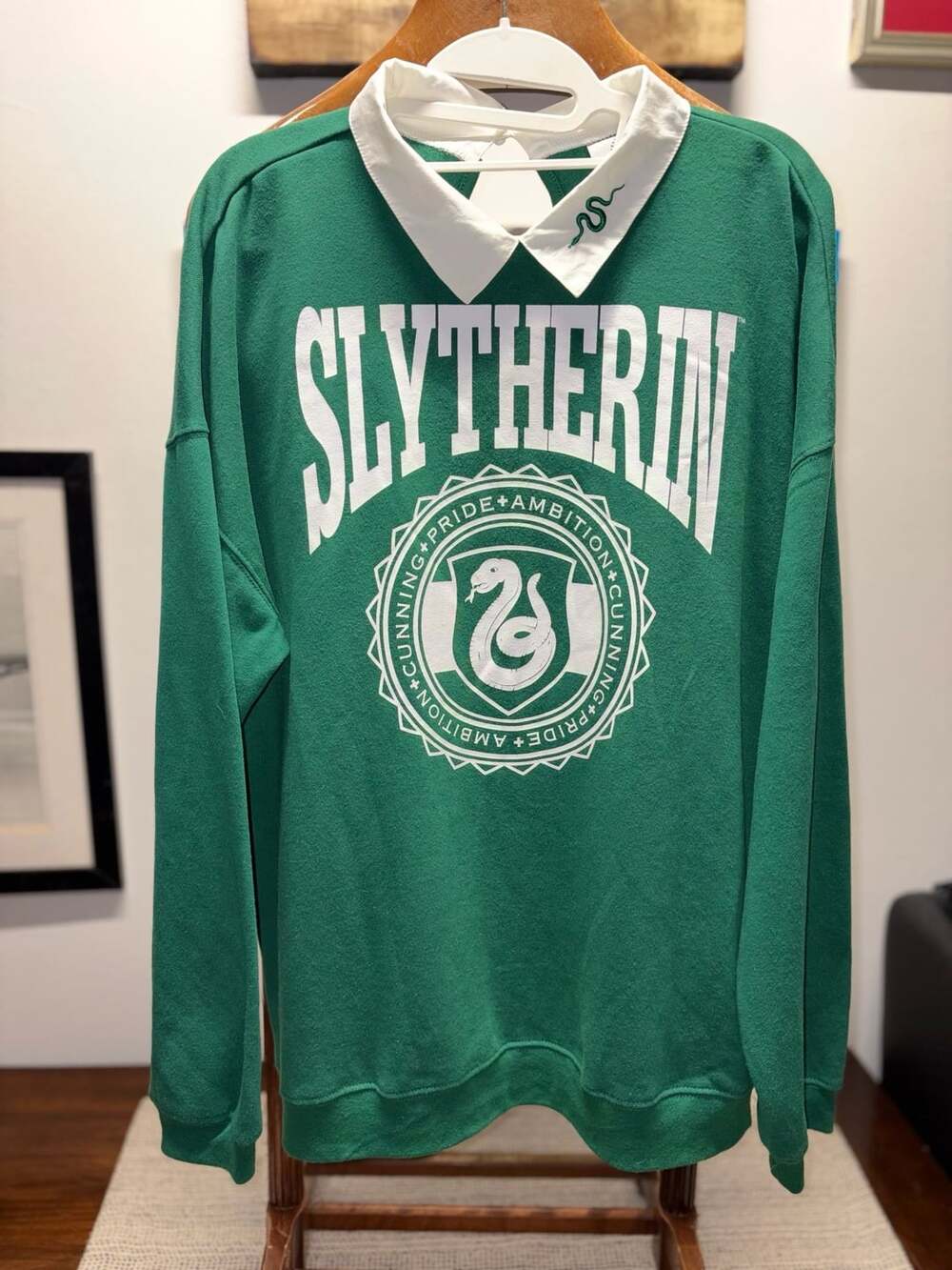 Harry Potter Slytherin Collared Crewneck Sweatshirt Green Wizarding World
